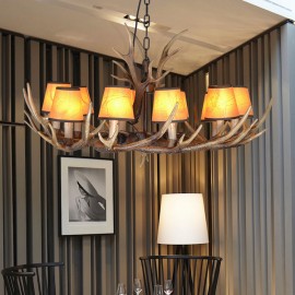 10 Light Rustic Artistic Retro Antler Antique Chandelier with Shades for Living Room, Dining Room, Bedroom, Shop, Cafes, Bar