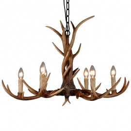 6 Light Rustic Artistic Retro Antler Vintage Candle Chandelier for Living Room, Dining Room, Bedroom, Shop, Cafes, Bar