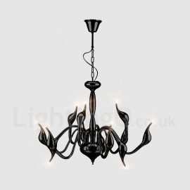 12 Light Modern Swan Black Metal Chandelier / Pendant Light