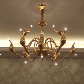 12 Light Modern Swan Gold Metal Chandelier / Pendant Light