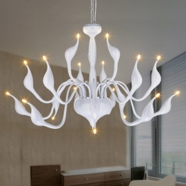 18 Lights Stainless Post Modern Swan Chandelier Light LED G4 White Finished