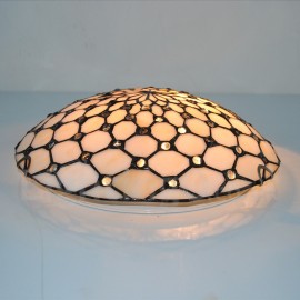 16 inch Stained Glass Flush Mount Beige Stained Glass Stained Glass Two-light Flush Mount Ceiling Light