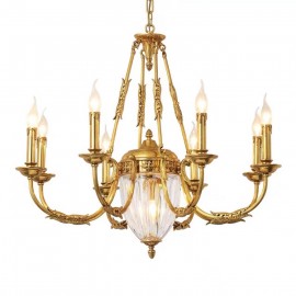 Luxury French All Copper Crystal Chandelier Villa Living Room Lamp Bedroom Dining luminaire Study Chandelier