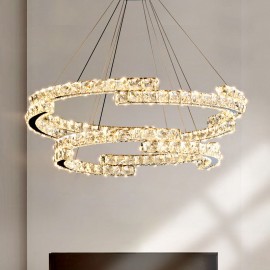 LED Round Crystal Pendant Lights Luxury  K9 Crystal Indoor Ceiling Luminaire