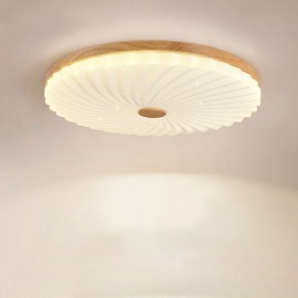 Nordic Round Simple Modern Solid Wood Flush Mounted Ceiling Light for Living Room Bedroom