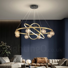 Nordic Modern Gold Circle Dimmable Pendant Light Bedroom Restaurant Living Room Study Bar