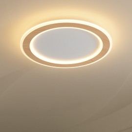 Round Wood Modern Flush Mount Ceiling Light Indoor Lighting Fixture