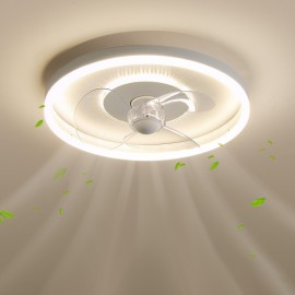 Modern Round Ultra-thin Silent Invisible Full Spectrum Eye Protection Dimmable Flush Mounted Fan Light