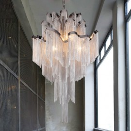 Tassels Extra Large Size Chandelier Designer Ceiling Pendant Light for Showroom Living Room Spiral Staircase