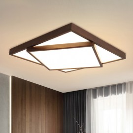 Two Tiers Square Wooden LED Modern Contemporary Nordic Style Flush Mount Wood Ceiling Light - Also Can Be Used As Wall Light