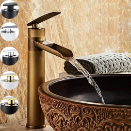 Brass Single Handle Electroplated Rotatable Waterfall Bathroom Sink Tap