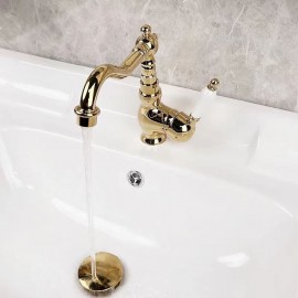 Bathroom Mixer Sink Tap Brass Single Lever Basin Tap Ceramic Handle Tap Cold Hot Tap