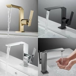 Single Handle Bath Tap Tap Hot Cold Hose Waterfall Spout Brass Tap Chrome Black Gold Grey Bathroom Sink Tap