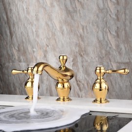 Golden Basin Tap Royal Luxury Style Two Handles Bath Mixer Tap Bathroom Sink Tap