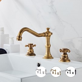Two Handle Brass Chrome Bathroom Sink Tap