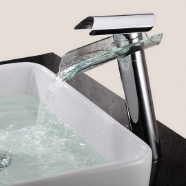 Waterfall Chrome Single Handle Bath Tap Brass Bathroom Sink Tap