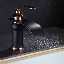 Gloden Single Handle Waterfall Oil rubbed Bronze Bath Tap Brass Bathroom Sink Tap
