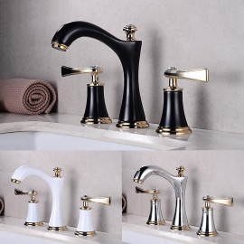 Brass Retro Style Two Handle Bathroom Sink Tap