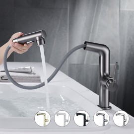 Pull Out Spray Brass 3 modes Electroplated Painted Finishes set Single Handle Lavatory Rotating Spout Bath Tap