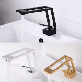 Single Handle Electroplated Brushed Hollow Out Irregular set Brass Bathroom Sink Tap