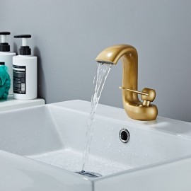 Antique Brass Waterfall Single Handle Bathroom Sink Tap