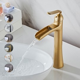 Waterfall Rustic Nickel Single Handle Brass Waterfall Bathroom Sink Tap