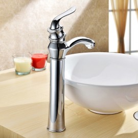 Single Handle Chrome Finish Bath Tap Brass Bathroom Sink Tap