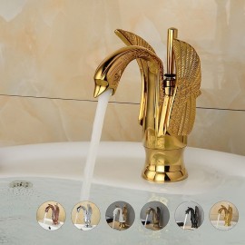Single Handle Art Deco Retro Style Brass Bathroom Sink Tap