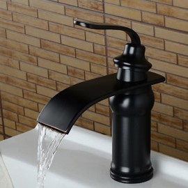 Waterfall Oil rubbed Bronze Single Handle Bath Tap Art Deco Retro Brass Bathroom Sink Tap