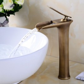 Brass Waterfall Single Handle Bathroom Sink Tap