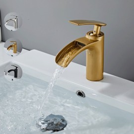 Waterfall Electroplated Single Handle Bathroom Sink Tap