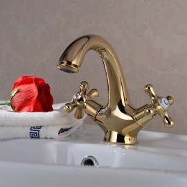 Two Handles Bath Tap Brass Bathroom Sink Tap