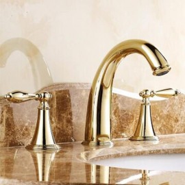 Two Handles Valve Brass Bathroom Sink Tap