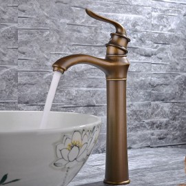 Waterfall Antique Brass Water Flow Single Handle Bath Tap Brass Bathroom Sink Tap