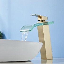 Waterfall Nickel Brushed Single Handle Bathroom Sink Tap