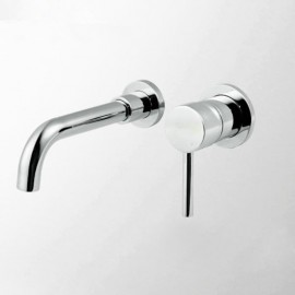 Silvery Wall Mount Chrome Single Handle Bath Tap Brass Bathroom Sink Tap