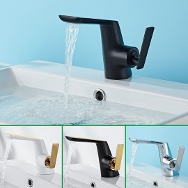 Waterfall Electroplated Painted Finishes Single Handle Bathroom Sink Tap
