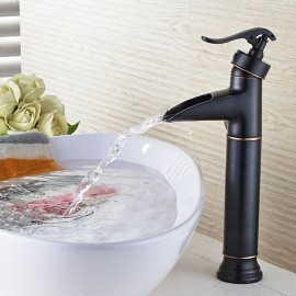 ORB Waterfall Single Handle Bath Tap Water Drain Two 60CM Water Hose Supply Line Bathroom Sink Tap