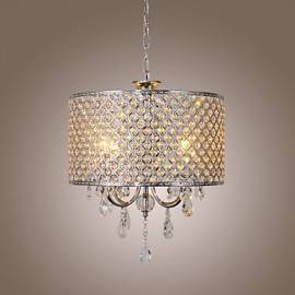 Drum Chandelier Crystal Modern 4 Lights Pendant Lamp