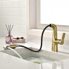 Rotatable Pull out Classic Electroplated Painted Finishes Single Handle Bathroom Sink Tap