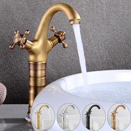 Classic Electroplated Painted Finishes Two Handles Bathroom Sink Tap