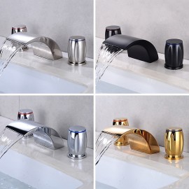 Two Handle Waterfall Electroplated Painted Finishes Bath Tap Bathroom Sink Tap