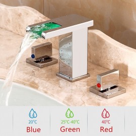 LED Chrome Electroplated Single Handle Bathroom Sink Tap