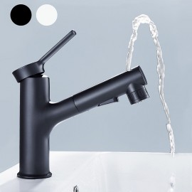 Pull out Spray Electroplated Painted Finishes Single Handle Bath Tap Brass Bathroom Sink Tap