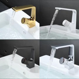 Brass Waterfall Basin Mixer Tap Single Handle Hot Cold Hose Chrome Black Whtie Bathroom Sink Tap