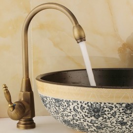 Antique Brass Single Handle Bathroom Sink Tap