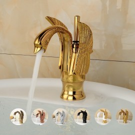 Swan Shape Classic Antique Brass Single Handle Bathroom Sink Tap