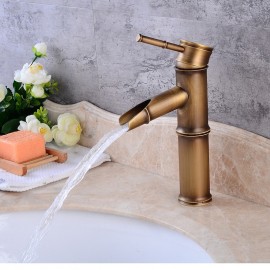 Single Handle Antique Copper Tap Pop up Drain Brass Bathroom Sink Tap