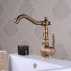 Single Handle Traditional Bath Tap Antique Brass Bathroom Sink Tap