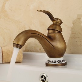 Classic Antique Brass Single Handle Bathroom Sink Tap